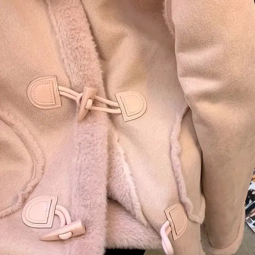 [BUNJANG] Pink Faux Suede Coat / 새상품 무스탕 분홍색