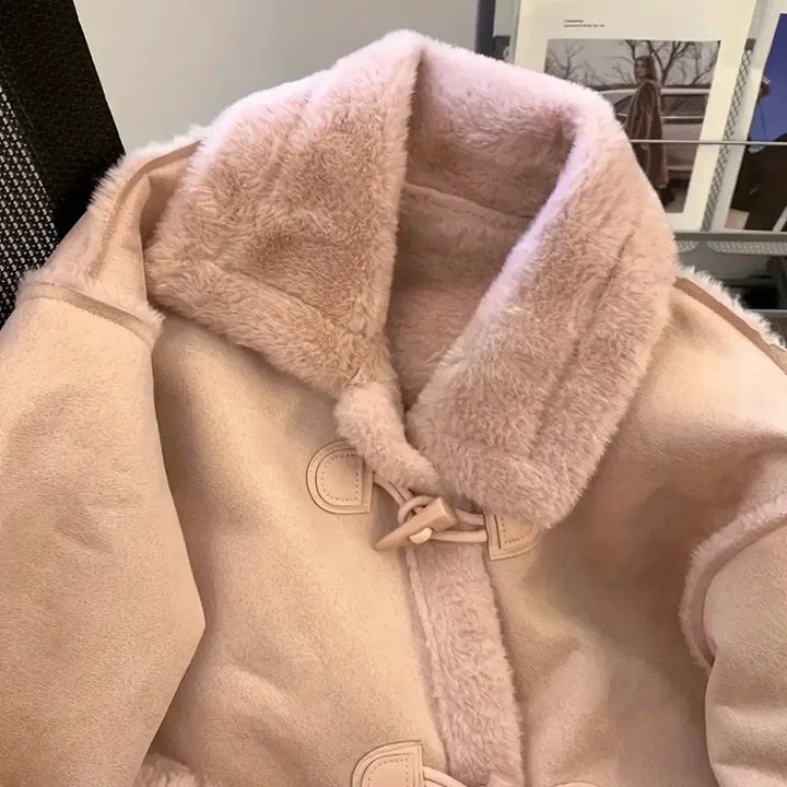 [BUNJANG] Pink Faux Suede Coat / 새상품 무스탕 분홍색