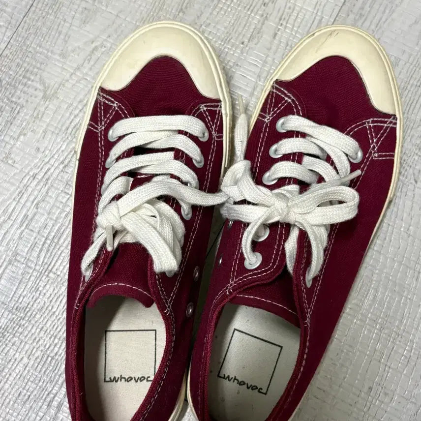 [BUNJANG] Burgundy Canvas Sneakers / 버건디색 캔버스 스니커즈