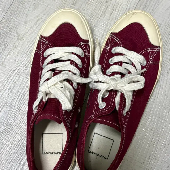 [BUNJANG] Burgundy Canvas Sneakers / 버건디색 캔버스 스니커즈