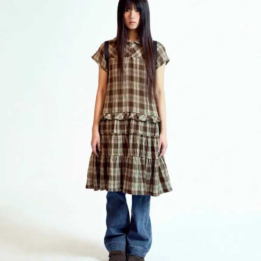 [BUNJANG] Koiseio Low Edge Check Dress Size 2 / 코이세이오 원피스