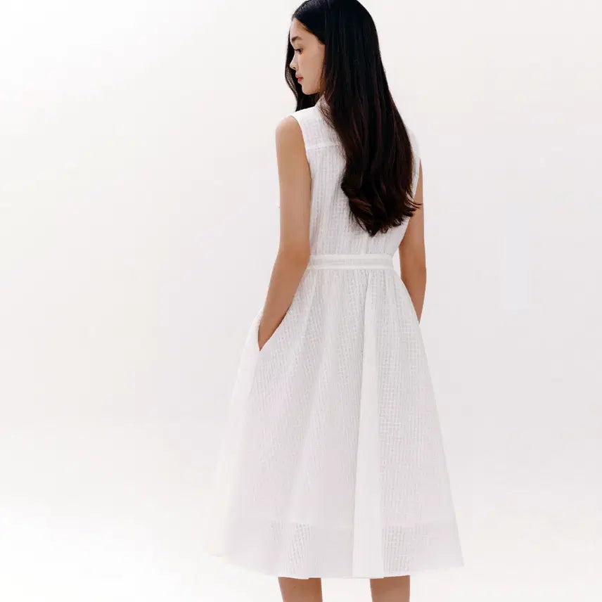 [BUNJANG] marie claire Double Collar Pintuck Dress / 마리끌레르(marie claire) 더블카라 핀턱원피스 55-66 새상품