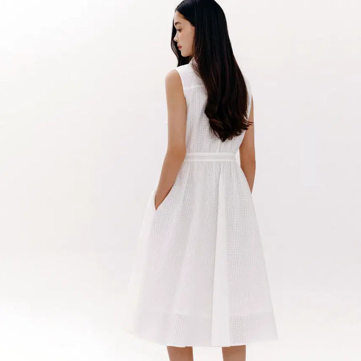 [BUNJANG] marie claire Double Collar Pintuck Dress / 마리끌레르(marie claire) 더블카라 핀턱원피스 55-66 새상품