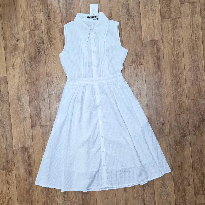 [BUNJANG] marie claire Double Collar Pintuck Dress / 마리끌레르(marie claire) 더블카라 핀턱원피스 55-66 새상품