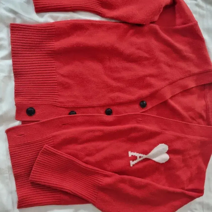 [BUNJANG] AMI Paris Heart Logo Cardigan Red L / ami 아미 하트 로고 레드 가디건