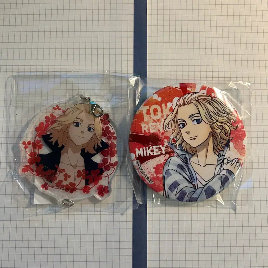 [BUNJANG] Tokyo Revengers Mikey Badge &amp; Keychain Set / 도쿄리벤저스 :: 마이키 :: 뱃지&amp;키링 세트