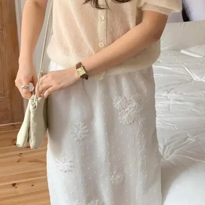 [BUNJANG] Floral Point Bending Skirt / 플라워 포인트 밴딩 스커트