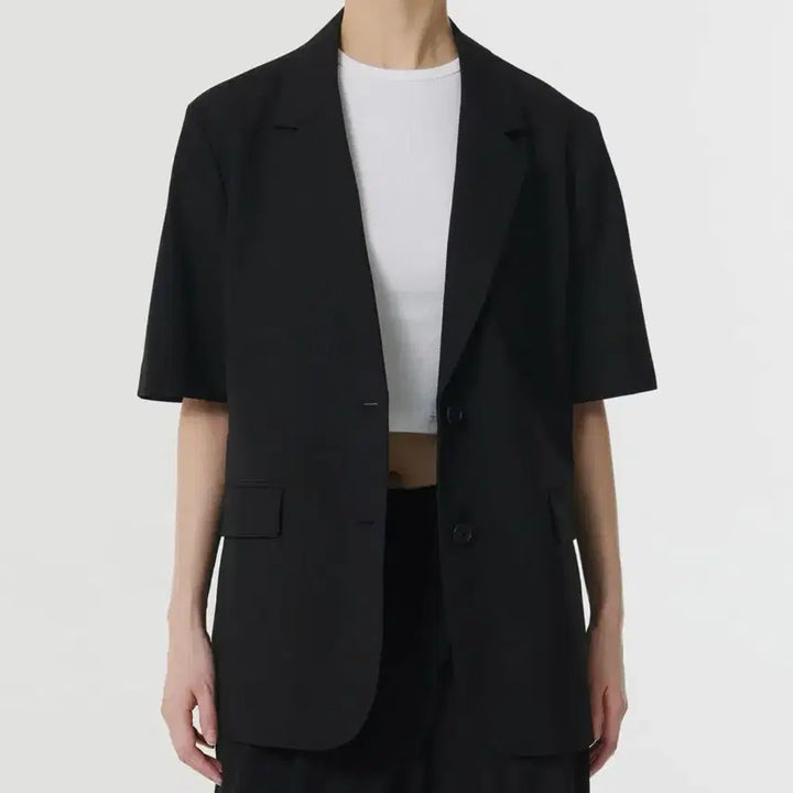 [BUNJANG] Musinsa Oversized Short-Sleeve Blazer Black / 무신사 오버사이즈 반팔 블레이저