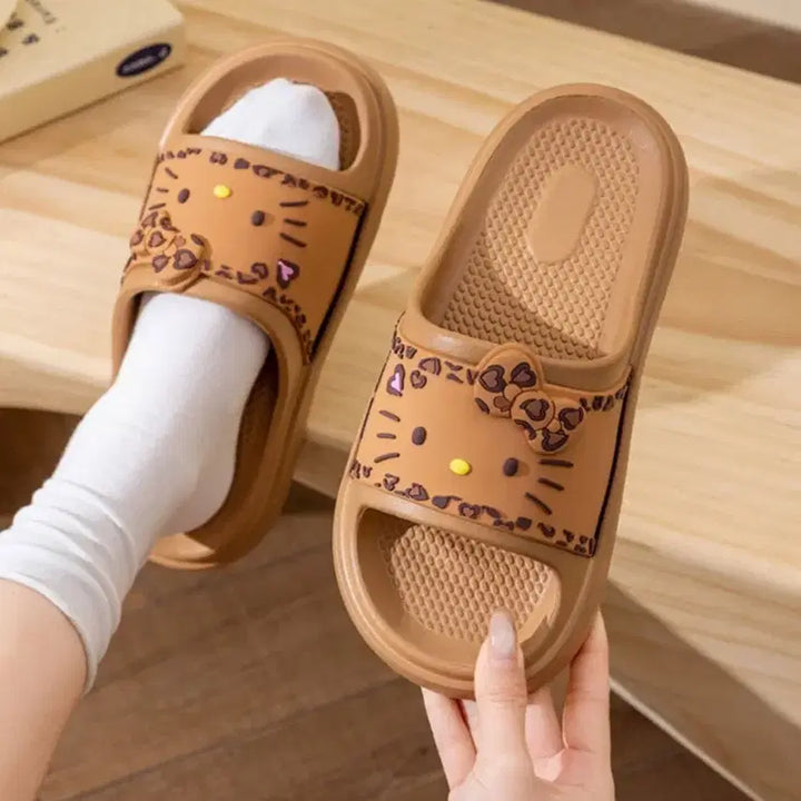[BUNJANG] Hello Kitty Leopard Ribbon Slippers / 헬로키티 호피리본 슬리퍼 230