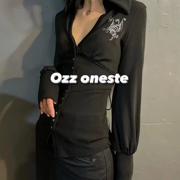 [BUNJANG] OZZON Black Eyelet Long Sleeve T-Shirt / ozzon 오즈온 블랙 아일렛 긴팔티 (희귀매물)