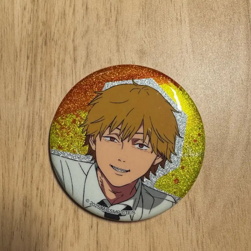 [BUNJANG] Chainsaw Man Denji Metallic Glitter Can Badge / [개봉] 체인소맨 메탈릭 글리터 캔뱃지 덴지