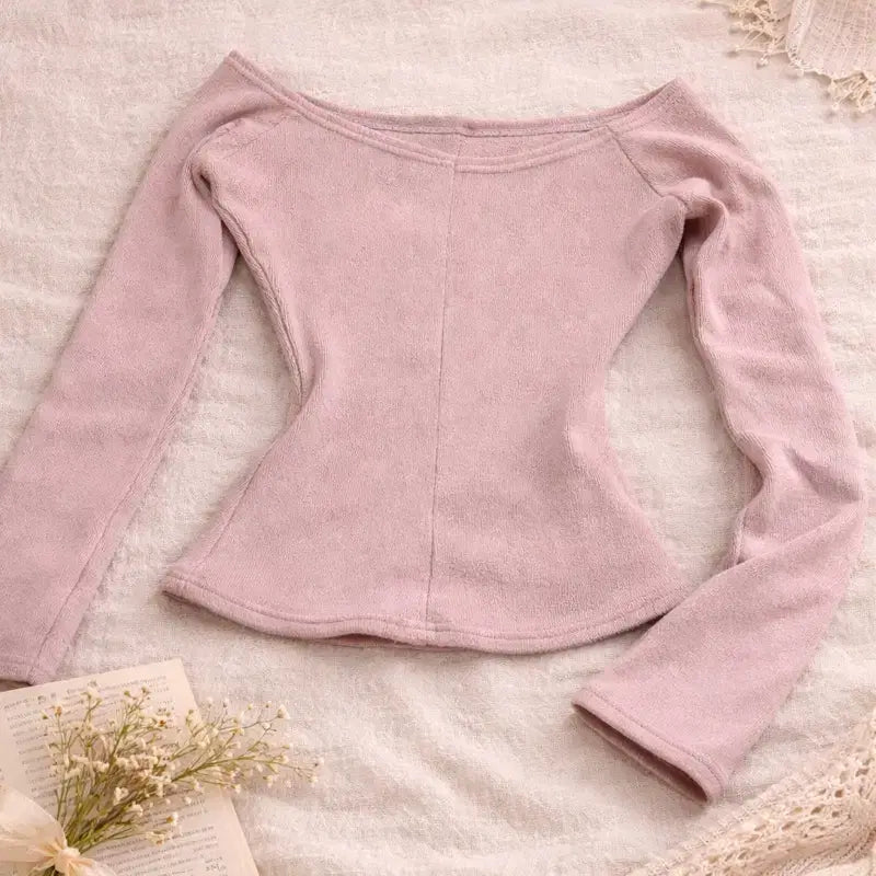 [BUNJANG] Our Cabinet Pink Off-Shoulder Top / 아워캐비넷 핑크 오프숄더