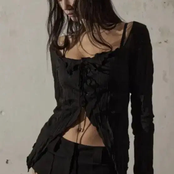 [BUNJANG] Bohemseo Black Cardigan / 보헴서 링클 [가디건] 블랙 보헤미안서울 bohemseo