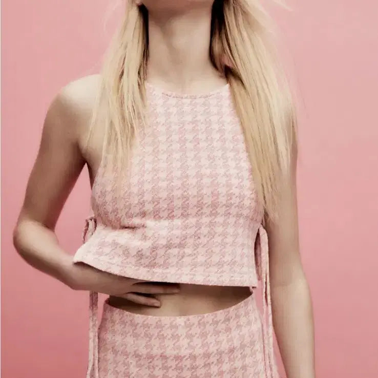 [BUNJANG] ZARA Houndstooth Skort (Pink) - Size S / 자라 하운드투스 치마바지 (핑크)