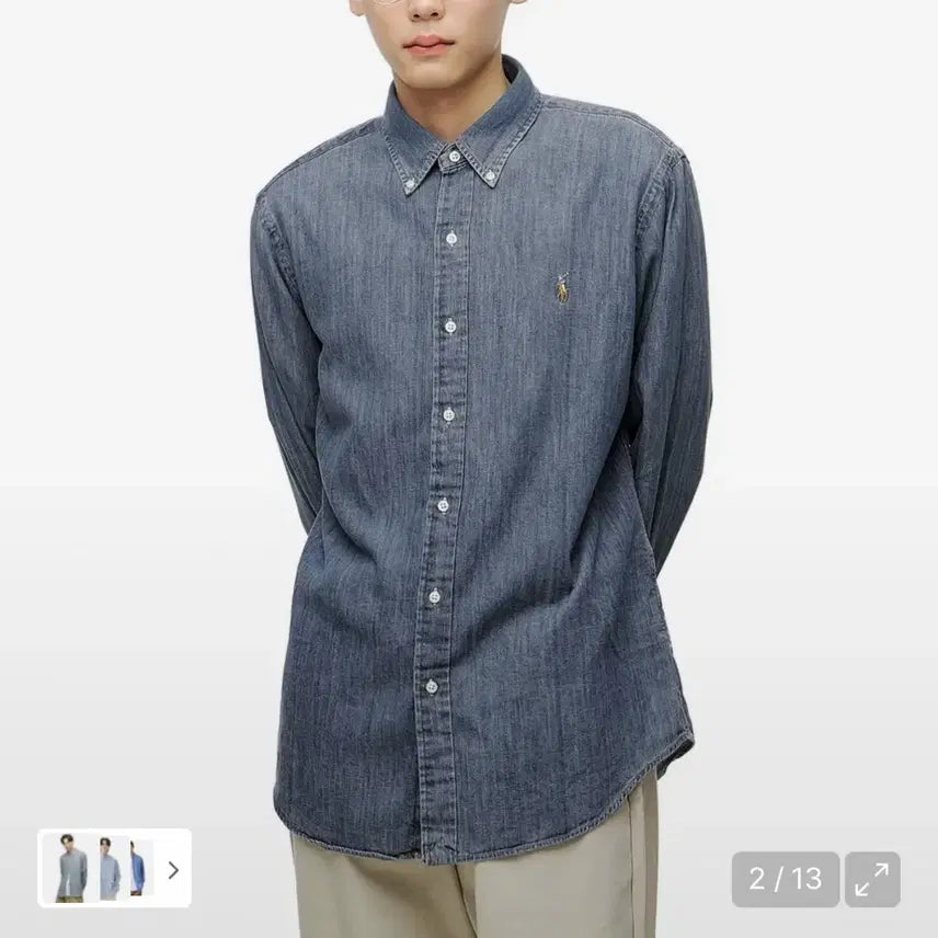 [BUNJANG] Polo Ralph Lauren Custom Fit Denim Shirt / [L] 폴로 랄프로렌 커스텀핏 데님 셔츠 블루