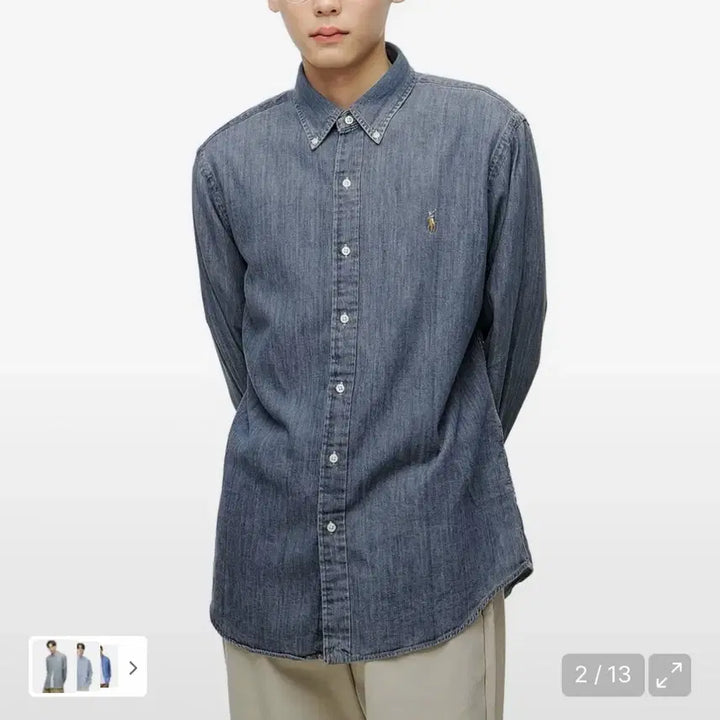 [BUNJANG] Polo Ralph Lauren Custom Fit Denim Shirt / [L] 폴로 랄프로렌 커스텀핏 데님 셔츠 블루