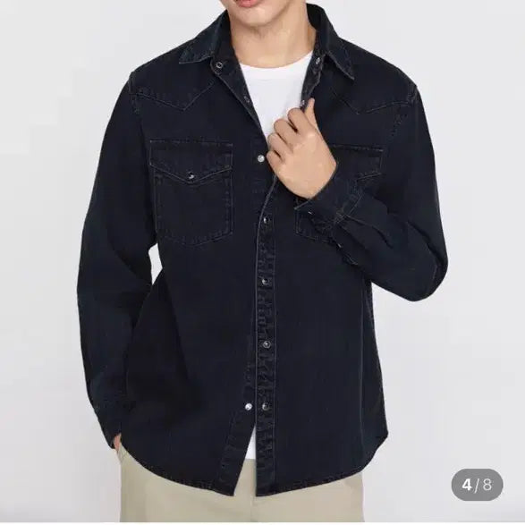 [BUNJANG] Giordano Black Western Denim Shirt L / 지오다노 블랙 웨스턴 데님 셔츠 L
