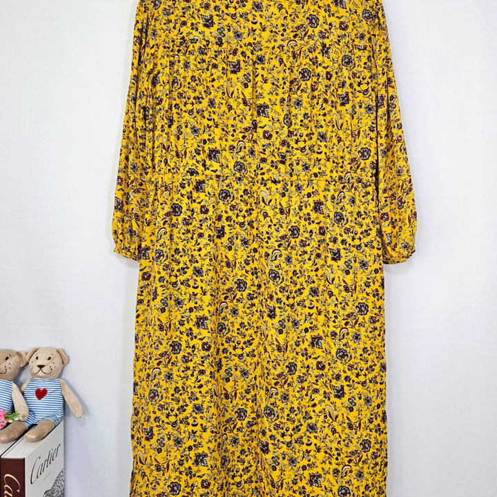 [BUNJANG] Here Dingdong Yellow Flower Waist Ribbon Dress / 딩동 :) 옐로우 플라워 허리리본 원피스