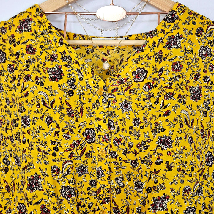[BUNJANG] Here Dingdong Yellow Flower Waist Ribbon Dress / 딩동 :) 옐로우 플라워 허리리본 원피스