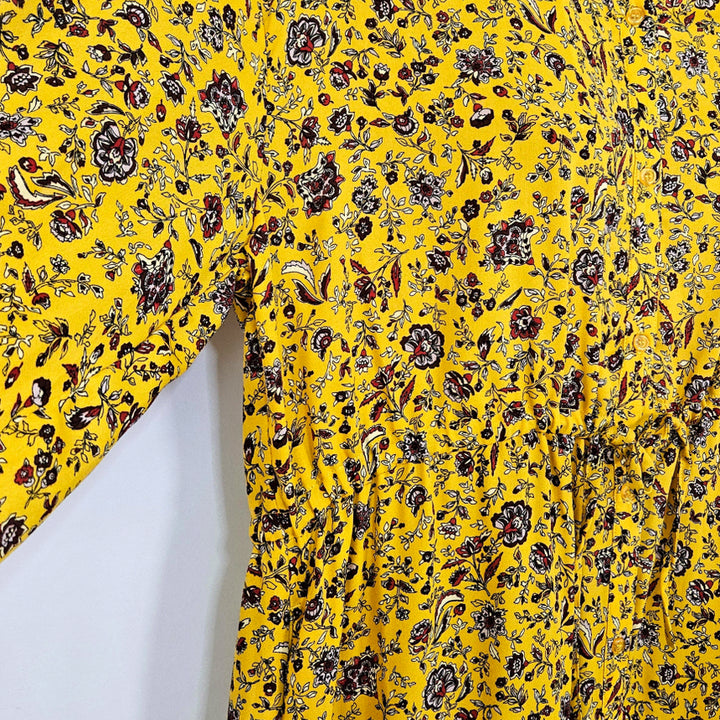 [BUNJANG] Here Dingdong Yellow Flower Waist Ribbon Dress / 딩동 :) 옐로우 플라워 허리리본 원피스