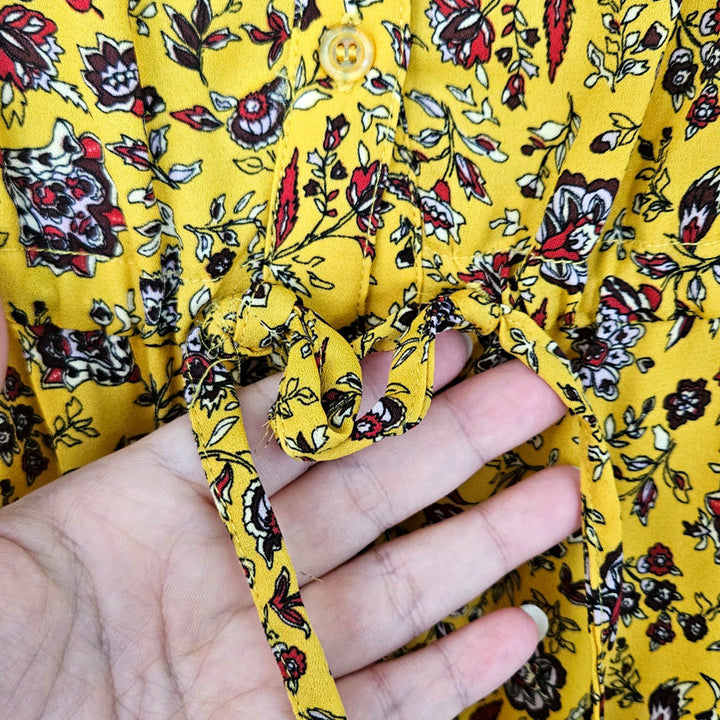 [BUNJANG] Here Dingdong Yellow Flower Waist Ribbon Dress / 딩동 :) 옐로우 플라워 허리리본 원피스