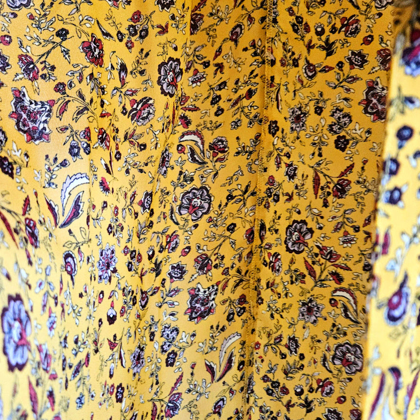[BUNJANG] Here Dingdong Yellow Flower Waist Ribbon Dress / 딩동 :) 옐로우 플라워 허리리본 원피스