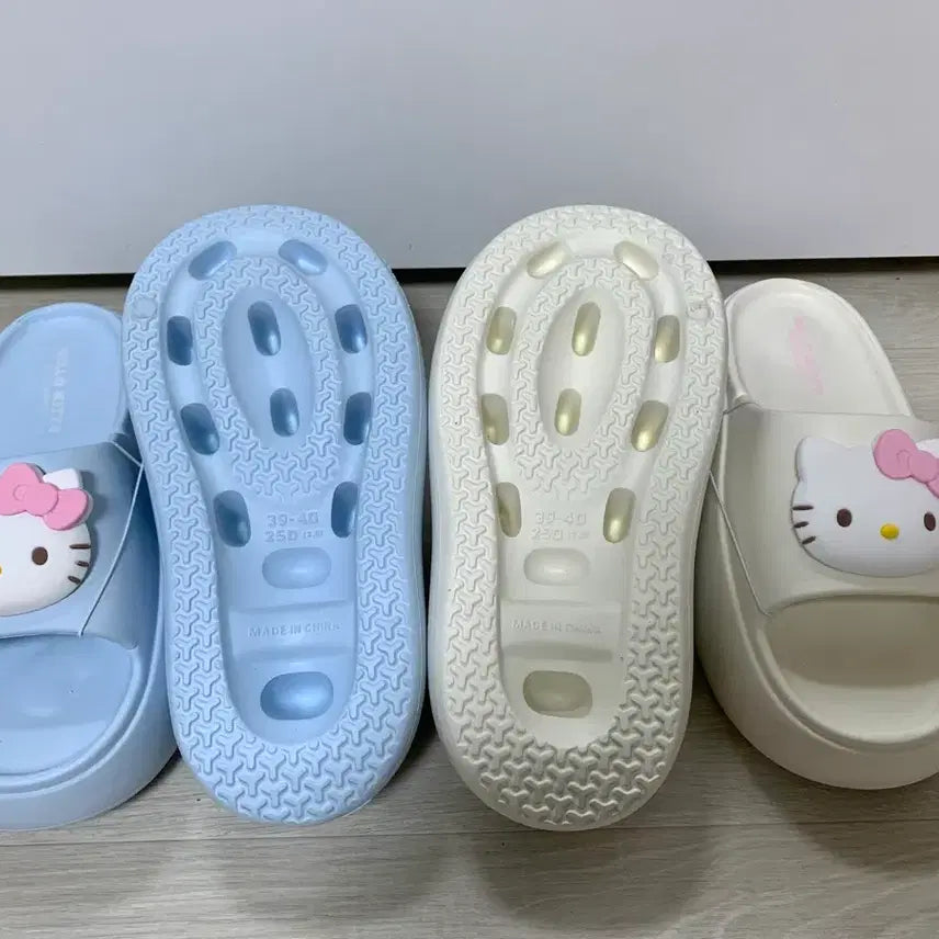 [BUNJANG] Sanrio Hello Kitty Platform Wedge Slippers 250mm Blue/White / 산리오 헬로키티 플랫폼 통굽 슬리퍼 250mm 블루/화이트