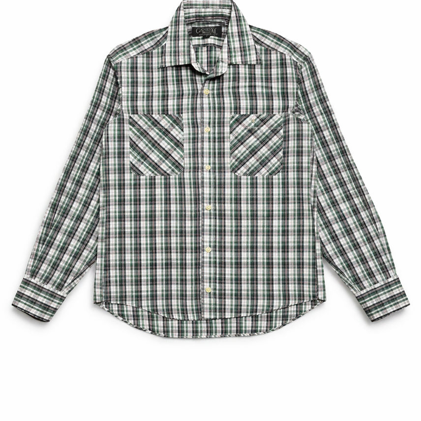[BUNJANG] Vintage Green Check Shirt M / JPN 일본 빈티지 y2k 모리걸 아메카지 그린 체크 셔츠 포켓 남방 M