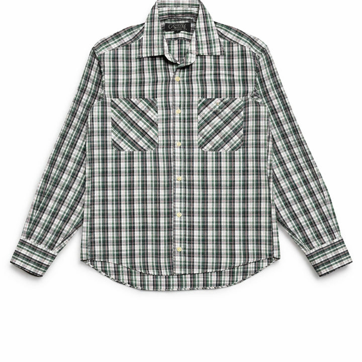 [BUNJANG] Vintage Green Check Shirt M / JPN 일본 빈티지 y2k 모리걸 아메카지 그린 체크 셔츠 포켓 남방 M