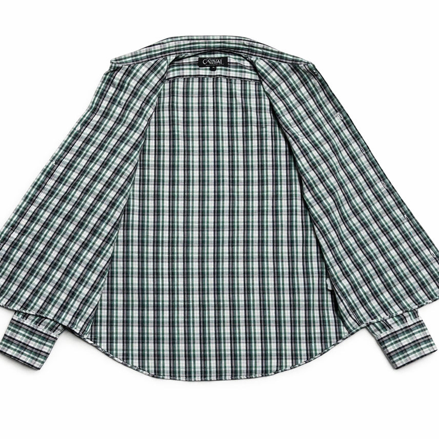 [BUNJANG] Vintage Green Check Shirt M / JPN 일본 빈티지 y2k 모리걸 아메카지 그린 체크 셔츠 포켓 남방 M
