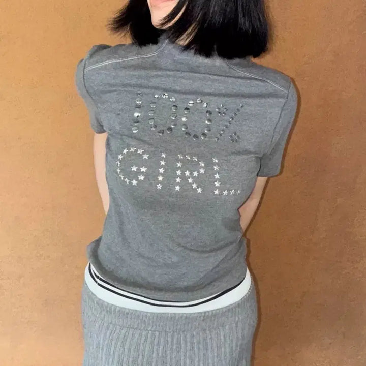 [BUNJANG] Take a Break Studded Lettering Half-Neck T-Shirt / take a break 반팔 티셔츠