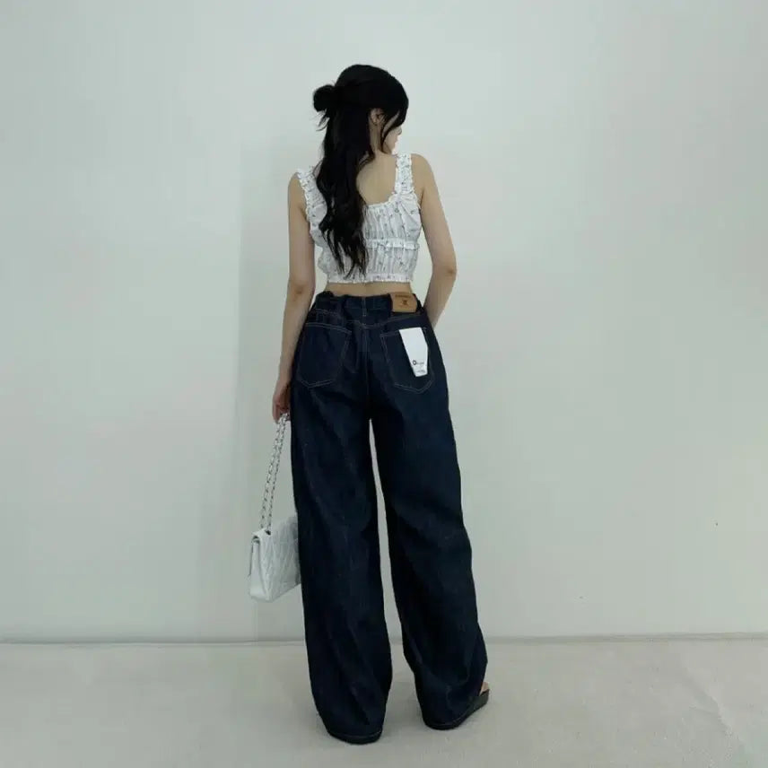 [BUNJANG] Dtwo String Raw Denim Pants (Dark Blue, Free Size) / 디투 스트링 생지 팬츠 (진청,F)