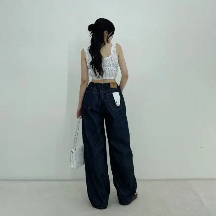 [BUNJANG] Dtwo String Raw Denim Pants (Dark Blue, Free Size) / 디투 스트링 생지 팬츠 (진청,F)