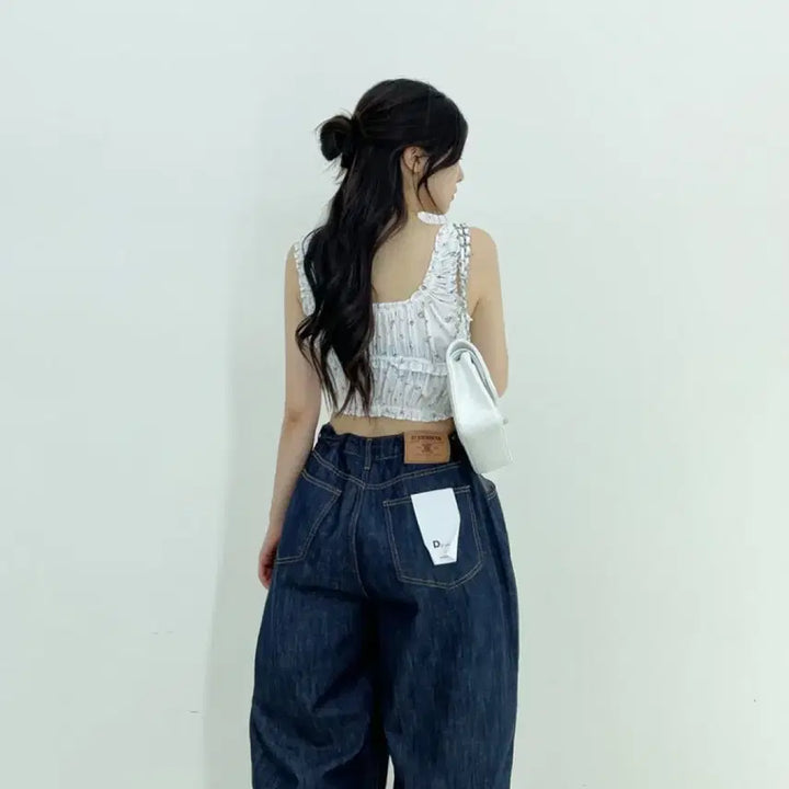 [BUNJANG] Dtwo String Raw Denim Pants (Dark Blue, Free Size) / 디투 스트링 생지 팬츠 (진청,F)