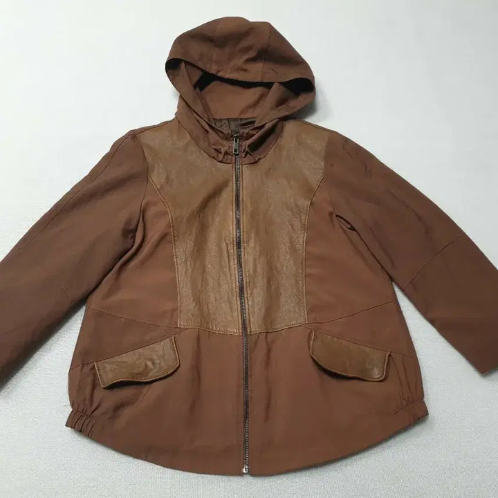[BUNJANG] Yohanex Brown Hooded Leather Patch Jumper Women&