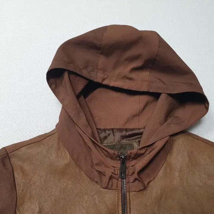 [BUNJANG] Yohanex Brown Hooded Leather Patch Jumper Women&