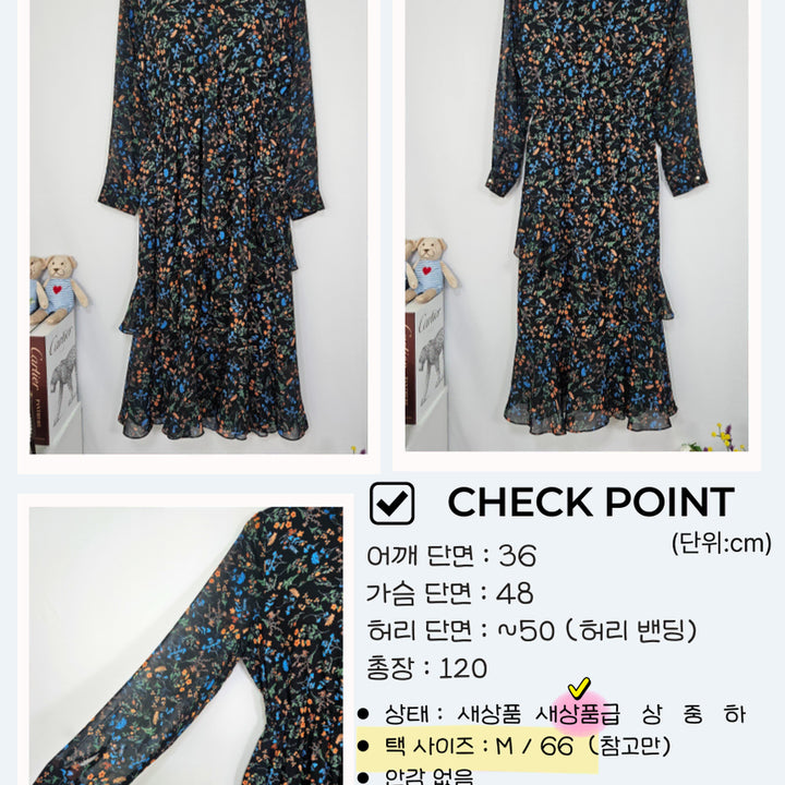 [BUNJANG] Tylen Chiffon Frill Floral Neck Ribbon Dress / 딩동 :) 티렌 쉬폰 프릴 플라워 넥리본 원피스