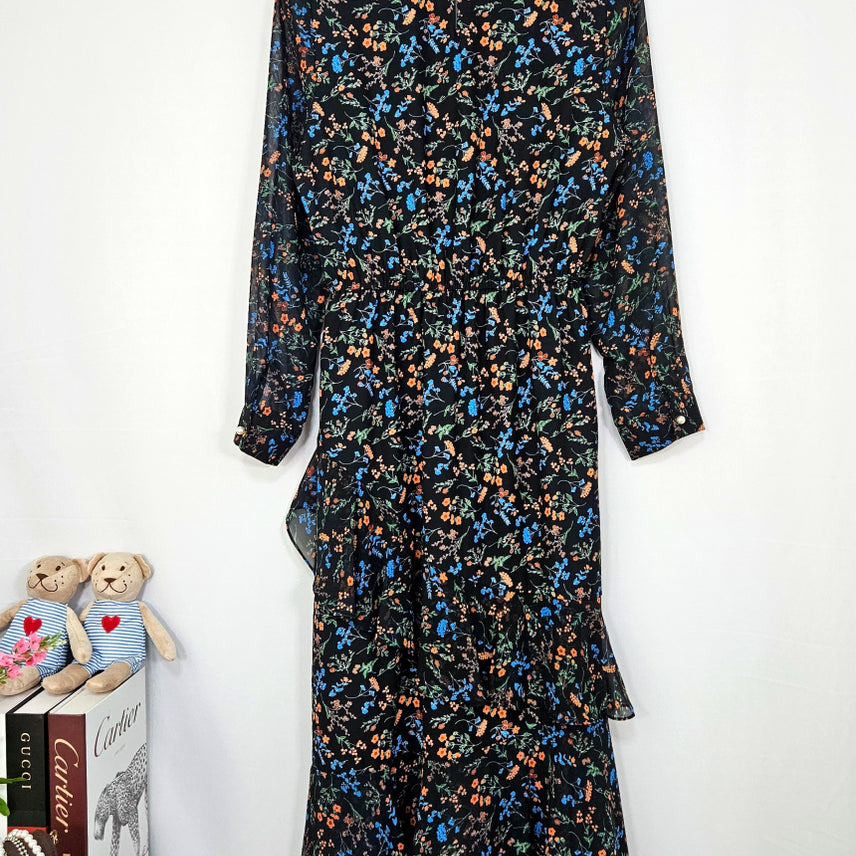 [BUNJANG] Tylen Chiffon Frill Floral Neck Ribbon Dress / 딩동 :) 티렌 쉬폰 프릴 플라워 넥리본 원피스