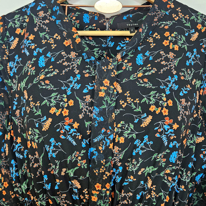 [BUNJANG] Tylen Chiffon Frill Floral Neck Ribbon Dress / 딩동 :) 티렌 쉬폰 프릴 플라워 넥리본 원피스