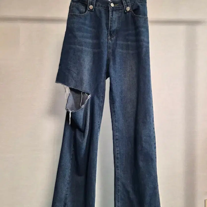 [BUNJANG] Damage Wide Denim Pants / 한번실착! 데미지 와이드 데님팬츠