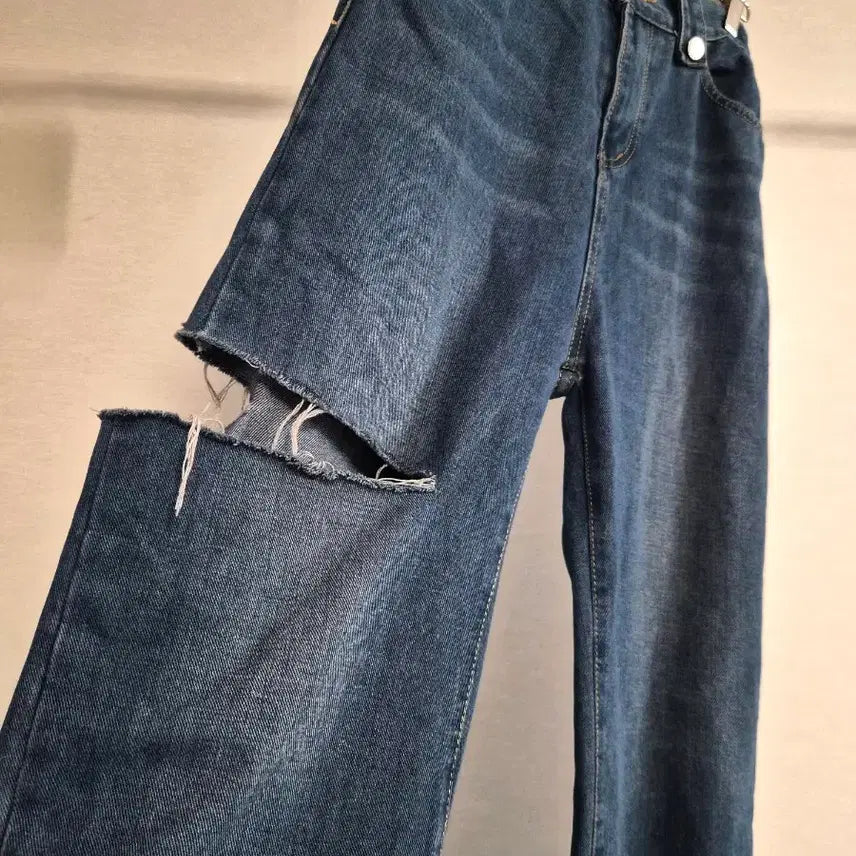 [BUNJANG] Damage Wide Denim Pants / 한번실착! 데미지 와이드 데님팬츠