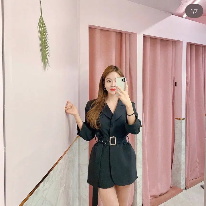 [BUNJANG] Black Belted Jacket Dress / 블랙 벨트 자켓 원피스