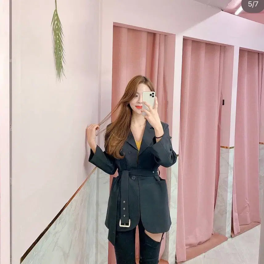 [BUNJANG] Black Belted Jacket Dress / 블랙 벨트 자켓 원피스