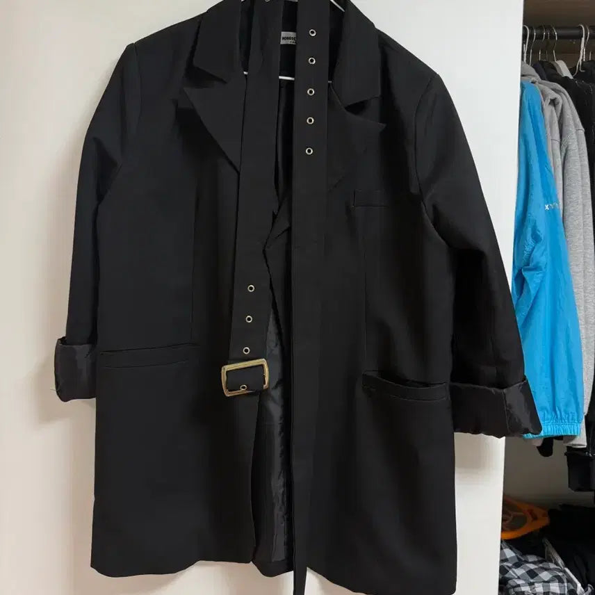 [BUNJANG] Black Belted Jacket Dress / 블랙 벨트 자켓 원피스