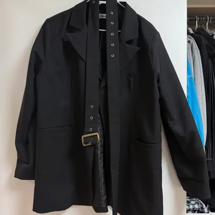 [BUNJANG] Black Belted Jacket Dress / 블랙 벨트 자켓 원피스