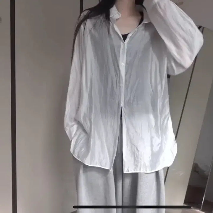 [BUNJANG] Frommuse Kinda Long Sh Sheer Shirt White / [새상품] 프롬뮤즈 kinda long sh 시스루 셔츠 화이트