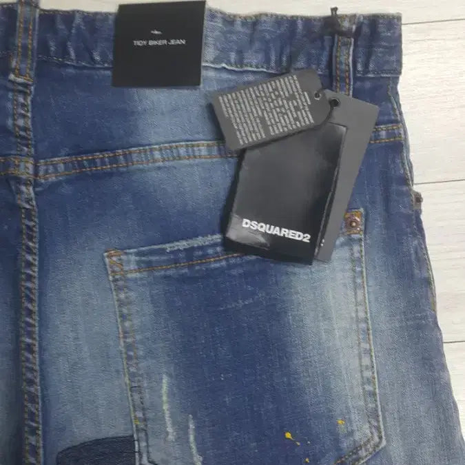 [BUNJANG] Dsquared2 Leather Patch Painting Denim Jeans 36 inch / 디스퀘어드2(사방스판) 가죽패치 페인팅대님 36인치(No.200)새상품!