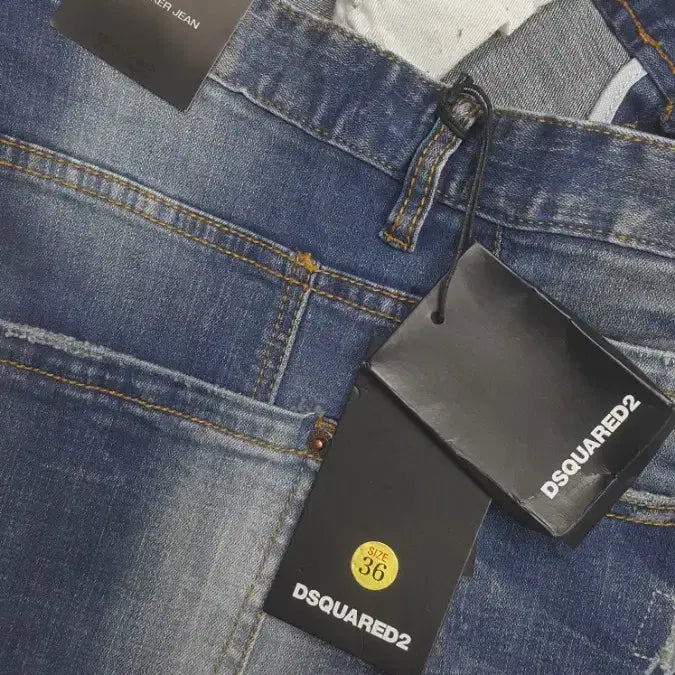 [BUNJANG] Dsquared2 Leather Patch Painting Denim Jeans 36 inch / 디스퀘어드2(사방스판) 가죽패치 페인팅대님 36인치(No.200)새상품!