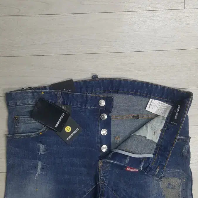 [BUNJANG] Dsquared2 Leather Patch Painting Denim Jeans 36 inch / 디스퀘어드2(사방스판) 가죽패치 페인팅대님 36인치(No.200)새상품!