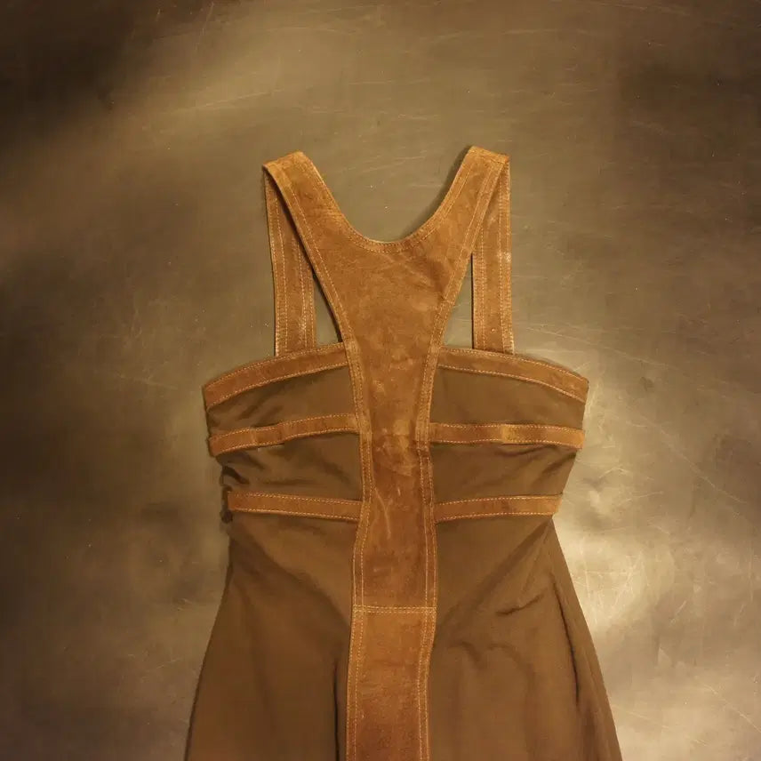 [BUNJANG] Vintage Leather Mini Slip Dress / 1363 가죽빈티지원피스 미니원피스 끈나시원피스 슬립원피스 케주얼원피스